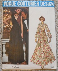 2959 VOGUE EMILIO PUCCI SLEEVES OR NOT LONG SURPLICE DRESS PATTERN 12 34B